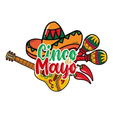 Harfli Cinco de Mayonez. 5 Mayıs, Meksika 'da federal tatil. Cinco de mayonez vektörü.