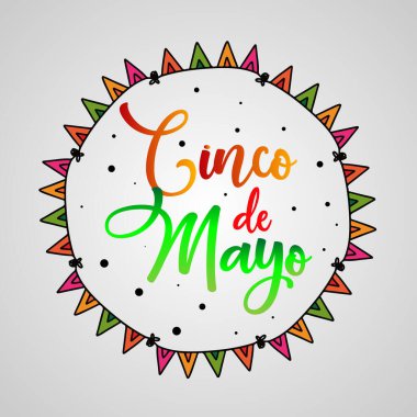 Harfli Cinco de Mayonez. 5 Mayıs, Meksika 'da federal tatil. Cinco de mayonez vektörü.