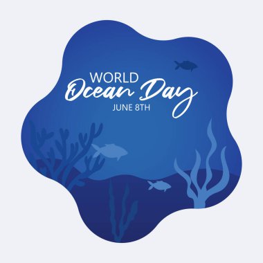 Dünya okyanusu gündüz vektörü. Okyanus Günü.