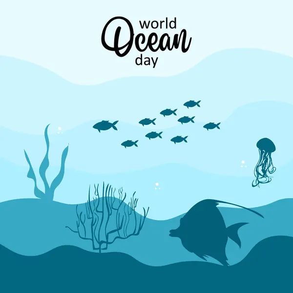 Dünya okyanusu gündüz vektörü. Okyanus Günü.