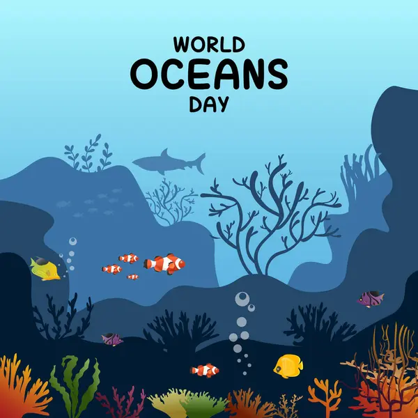 World Oceans Day Vector Oceans Day — Stock Vector