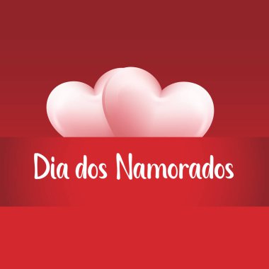 Feliz Dia dos Namorados! Sevgililer Günün kutlu olsun. Brezilya Portekizce El Yazısı Vektörü.