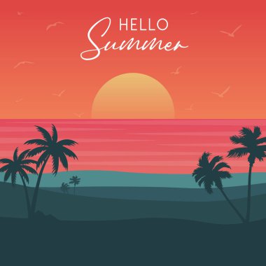 Merhaba yaz vektörü. Poster yaz sembolü. Merhaba yaz arkaplanı.