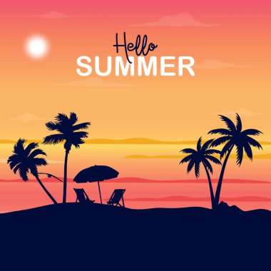 Merhaba yaz vektörü. Poster yaz sembolü. Merhaba yaz arkaplanı.