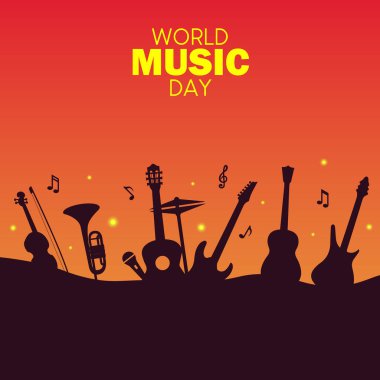 Mutlu Dünya Müzik Günü Müzikali. Dünya müzik günü vektörü.