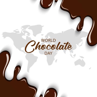 Dünya Çikolata Günü vektörü. Çikolata arka planlı lezzetli bir çikolata vektörü..