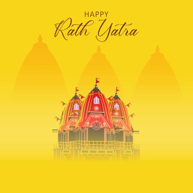 Rath Yatra vektörü. Lord Jagannath için mutlu Rath Yatra bayramı kutlamaları..