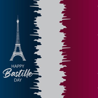 Bastille Günü vektörünüz kutlu olsun. 14 Temmuz 'da Bastille Günü Kutlaması.