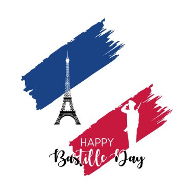 Bastille Günü vektörünüz kutlu olsun. 14 Temmuz 'da Bastille Günü Kutlaması.