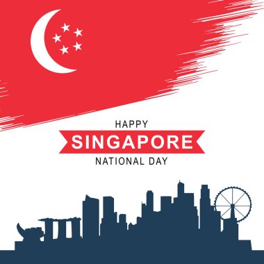 Singapur Ulusal Günü vektörü. Singapur Bağımsızlık Günü vektörü.