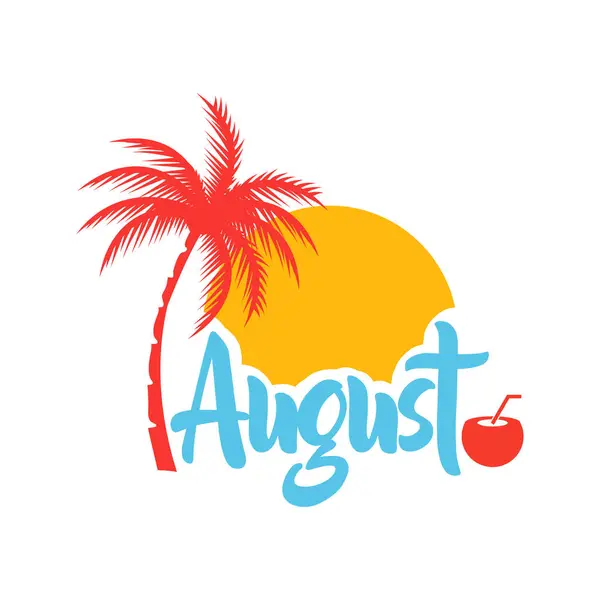 stock vector Hello August. Welcome august vector. August with summer vibes vector.