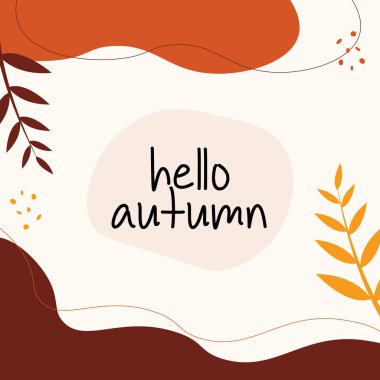 Merhaba sonbahar vektörü. Hoş geldin sonbahar. Sonbahar yaprakları vektörüyle sonbahar.