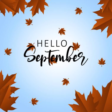 Takvim, aylık logo, kurşun günlüğü ya da aylık düzenleyici için el yazısıyla yazılmış Eylül ayı. Merhaba Eylül vektörü.