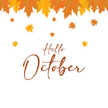 Merhaba Ekim vektörü. Takvim, aylık logo, kurşun günlüğü veya aylık düzenleyici için el yazısıyla yazılmış Ekim ayı. 