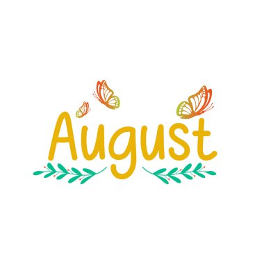 Merhaba August. Ağustos vektörüne hoş geldiniz. Ağustos ve yaz titreşimleri vektörü.