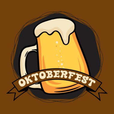 Ekim Festivali, Eylül ayı ortasından Ekim ayının ilk Pazar gününe kadar Münih 'te her yıl düzenlenen dünyanın en büyük Volksfest' i. Oktoberfest vektörü.
