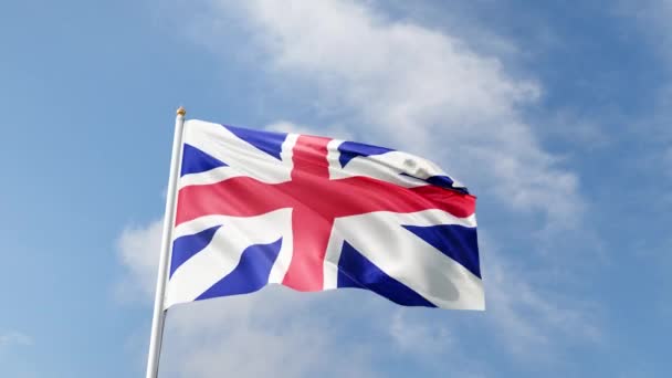 Zászló Szélben Angol Zászló Angol Egyesült Királyság Zászló Zászlórúdon Kék — Stock videók