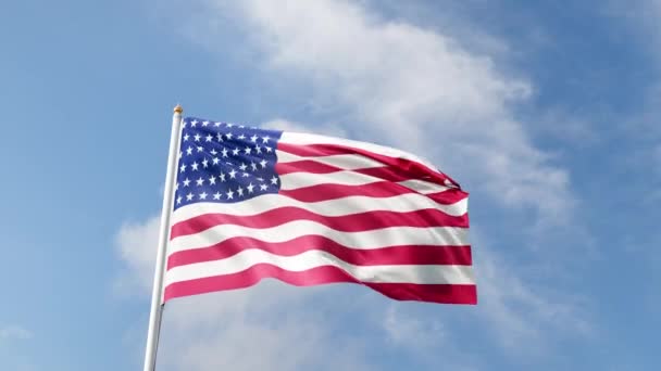 Bandera Viento Bandera Americana Estados Unidos Bandera Asta Bandera Cielo — Vídeos de Stock