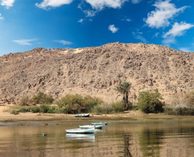 Mısır 'ın güneyindeki Nil Nehri manzarası.