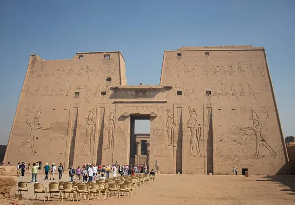 stock image ancient Egyptian Temple of Horus (Edfu Temple) in Aswan, Egypt