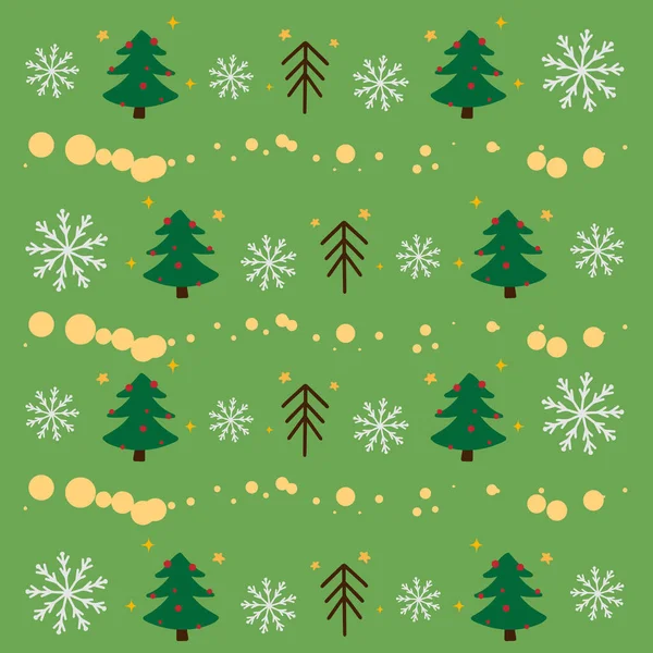Motif Boho Décorations Cartes Postales Sapin Noël Avec Lumières Flocons — Image vectorielle