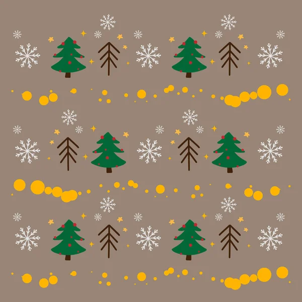 Decorations Postcards Boho Pattern Christmas Tree Lights Snowflakes Festive Mood — Stock Vector