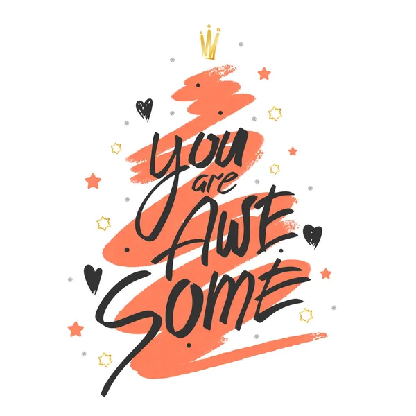 Jste Úžasné Ručně Kreslené Roztomilé Vánoční Přání Banner Dekorace — Stockový vektor
