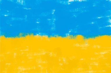 Ukrayna bayrağı, boya darbeleriyle çizilmiş. Ukrayna 'da savaş yok, Ukrayna' da barış bayrağının sembolü ve desteği