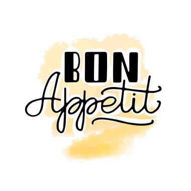 Suluboya arka planda el yazısı, afiyet olsun, karalama