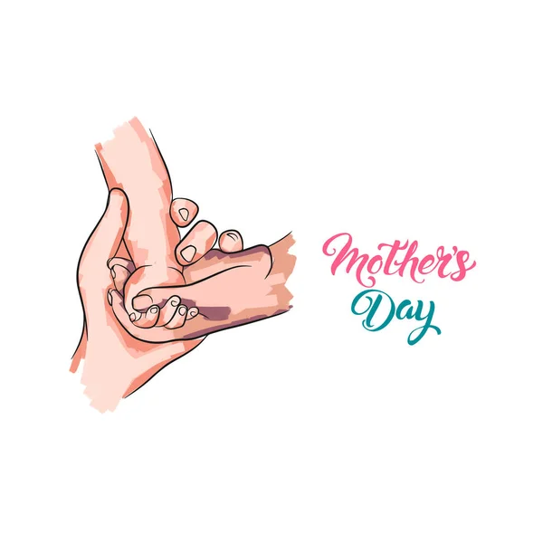 Открытка Социальных Сетей Белом Фоне Руками Днем Матери Любящей Семьи Стоковая Иллюстрация
