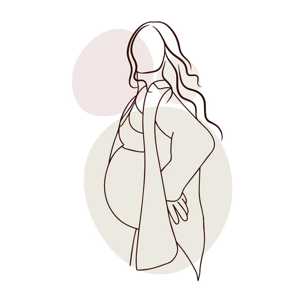 Modaya Uygun Hamile Kız Annelik Büyük Göbek Çizim Karalaması — Stok Vektör