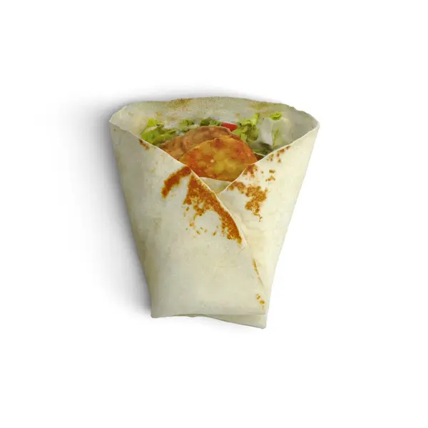 Wrap food Horizontally placed a testy food photo on white background top view