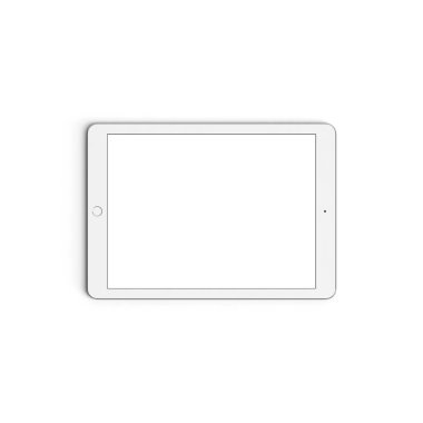 Reklamlar için arka planda izole edilmiş boş ekranlı boş tablet boş görünümü