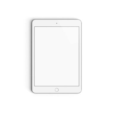 Boş ekran ile boş tablet görüntüsü reklam için beyaz arkaplanda izole edilmiş Gümüş - Ön - Dikey