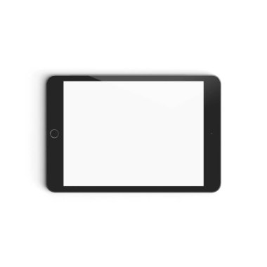 Boş ekranlı tablet boş görüntüsü reklamlar için beyaz arkaplanda izole edilmiş Boşluk Gri - Ön- Yatay