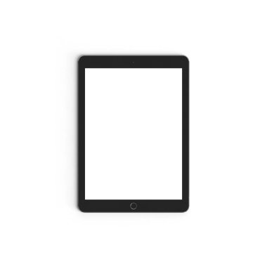 Boş ekranlı tablet boş görüntüsü reklamlar için beyaz arkaplanda izole edilmiş Boşluk Gri - Ön- Dikey
