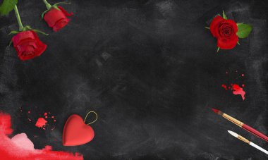 Aşk ve romantik duvar kağıdı için siyah boş ekran Sevgililer Günü özel resmi