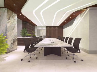 Modern ofis toplantı odası iç dizayn masası ve oturma odası düzenlemesi