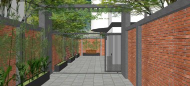 Modern ev tasarımı boş alan için 3D görüntüleme fikri