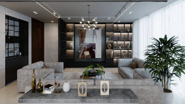 En çok talep gören aile yaşam alanı için oturma odası iç tasarımı.