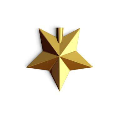 Beyaz arkaplanda bir altın yıldız süsü