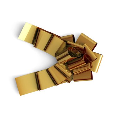 Üzerinde kırmızı bir fiyonk olan altın bir fiyonk.