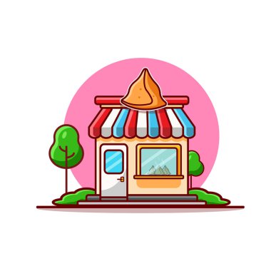 Samosa food shop cartoon vector illustration . 