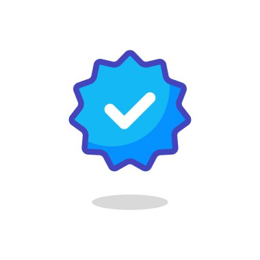 Blue verified badge vector icon  