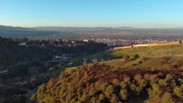 Légi Kilátás Híres Alhambra Palota Erőd Granada Andalúzia Spanyolország Iszlám — Stock videók