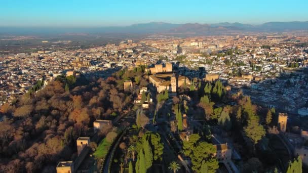 Vue Aérienne Célèbre Palais Forteresse Alhambra Grenade Andalousie Espagne Est — Video