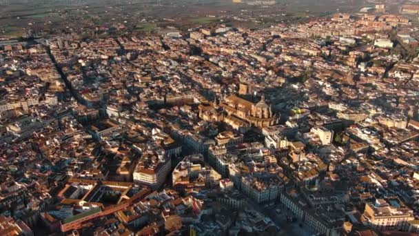 Vista Aérea Catedral Granada Amanecer Una Iglesia Católica Ciudad Granada — Vídeos de Stock
