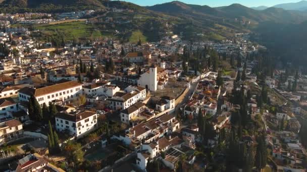 Letecký Výhled Město Granada Okres Albaicin Starou Maurskou Čtvrť Města — Stock video