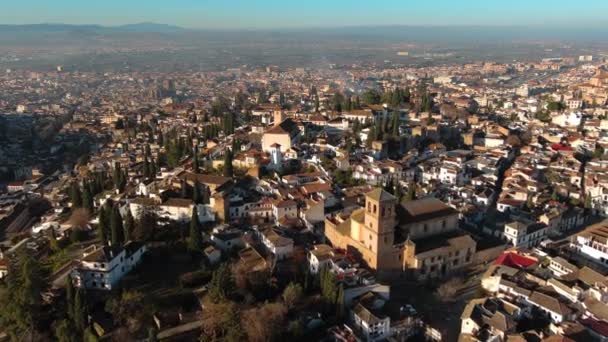 Légi Kilátás Granada Város Albaicin Kerület Régi Mór Negyed Város — Stock videók
