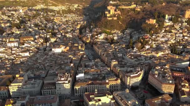 Sunset Skyline Granada City Fentről Andalúzia Spanyolország — Stock videók